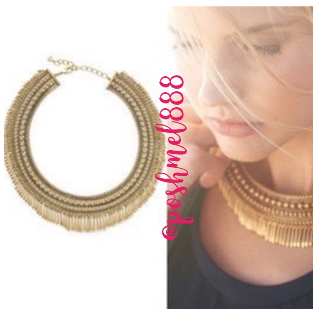 :: Stella & Dot Gold Tansy Fringe Collar Necklace - Picture 2 of 9